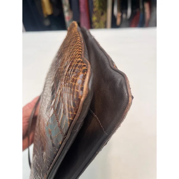 Women's Vintage La Belle Brown Snakeskin Clutch Small - Picture 10 of 15
